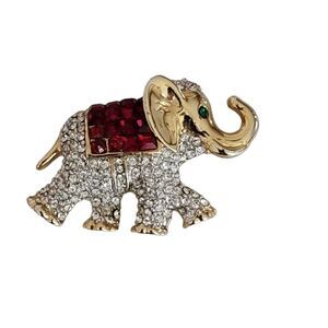 5/$25 Vintage Pave crystal rhinestones elephant trunk up brooch